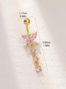 One Long Copper Butterfly Gift Plated With Gold And Inlaid With Pink  Belly Button Ring Suitable For Women Birthday Party, Gathering, And Daily Wear