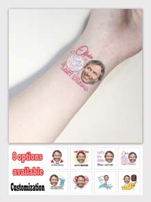 AQ STICKERS 定制單身派對臨時紋身貼紙，最喜愛的單身臨時紋身貼紙，新娘最喜歡的新郎臉部紋身貼紙，新娘紋身貼紙，有趣的新娘禮物 - 彩色 - 查看 6