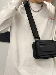 男士胸包单肩小背包休闲斜挎包摩托车包运动腰包骑行包单肩包侧包交叉包工作周末暑假假期大容量随身携带实用黑色礼物个性礼物男士男朋友爸爸丈夫 - 黑色 - 查看 1
