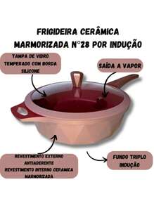 Frigideira 28 Cm Antiaderente Cerâmico Fundo Triplo Indução