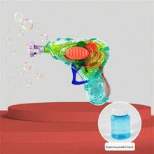 1pc Handheld Cartoon Bubble Gun With Light, Manual Bubble Maker Toy For Kids