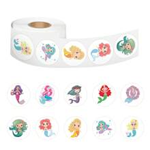 500 piezas Pegatinas de princesa sirena de dibujos animados, tema Hija del Mar, pegatinas de graffiti lindas de 1 pulgada, adecuadas para botellas, portátiles, teléfonos, maletas, scrapbooks, cascos de , decoración de fiestas de manualidades - Champán - Ver 3