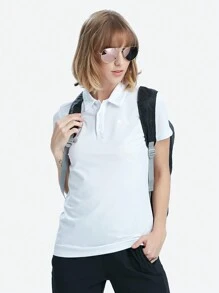 TECTOP Summer Workout Women Short-Sleeve Polo Shirt Quick Dry Golf Shirt 3-Button Moisture-Wicking Performance Tops Sports Tennis Fitness Leisure - White - View 3