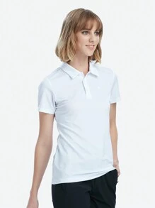 TECTOP Summer Workout Women Short-Sleeve Polo Shirt Quick Dry Golf Shirt 3-Button Moisture-Wicking Performance Tops Sports Tennis Fitness Leisure - White - View 6