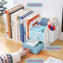 Desktop Organizer Shelf With Drawers For Students, Office Filing And Sorting Rack, Multifunctional Storage Cabinet - White - View 4