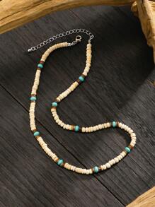 1pc Vintage Coconut Shell & Wooden Beads Strand Necklace/Boho Style Unique Necklace/Men Wooden Beads Surf Necklace For ETSY Scene Jewelry Gift - Beaded Necklace - View 9