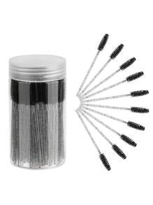 50/100PCS Disposable Eyelash Brush, Mascara Wands Makeup Brushes Applicators Kits For Eyelash Extensions And Eyebrow Brush With Container