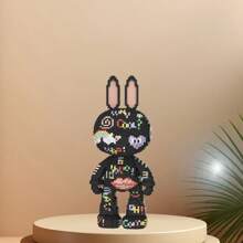 Animal Doodle Rabbit Micro-bouwsteenset (8753 stuks), regenboogkleurige speelgoedbouwsteenset, kleine deeltjesbouwstenen, miniatuurbouwsteenset, geschikt als cadeau - Kleurrijk Doodle Konijn-58003 - Bekijken 2