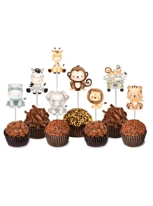 50 Tags Toppers P/ Docinho Doces Safari menino - Multicolorido - Visão 1