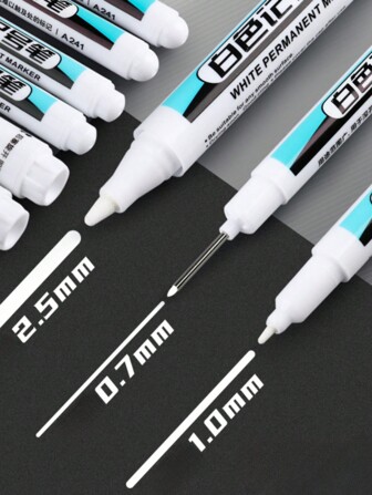 1 Pc Marker Pen 0.7mm/1mm/2.5mm White Marker Paint Pen Carpenter Marking Tool Oily Waterproof White Permanent Marker For Wood Plastic Leather Extreme Deep Hole Metal Marker Bathroom Glass Water Resistant Hardware Tire DIY Crafts Foam Wall Metal Marker Pen Christmas Gift Back To School