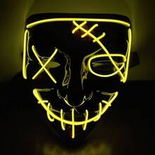 Halloween Light-Up Mask Black V Shape Bloody Horror Mask EL Glow Atmosphere Props LED MASK Party Cosplay Props - Multicolor - View 9