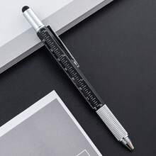 Multi-Functional Ballpoint Pen With Metal Hexagonal Screwdriver, Level Ruler, Touch Screen Stylus And Hexagon Writing Tool - Black - View 4