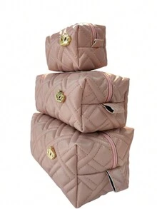 Necessaire Organizador Kit 3 Bolsas Portátil Viagem Maquiagem Cosméticos Produtos de Higiene Pessoal RUBI