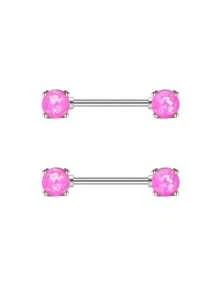 CIZME 1 Núm Vú Nhẫn Inox Trái Tim CZ Barbell Lưỡi Nhẫn Bộ Dễ Thương Nipplerings Trang Sức Khuyên Dành Cho Nữ Màu Hồng tông Màu Bạc - Hồng - Xem 8
