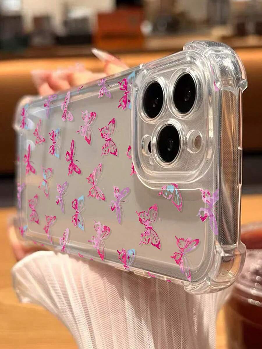 One TPU Soft Case With Four Anti-Fall Reinforced Corners And Butterfly Print, Compatible With IPhone 11 12 13 14 Pro Max, XR, 15 15PRO 15PROMAX And Samsung Series
