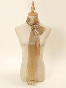 3 Cái/bộ Khăn Quàng Dài Thời Trang Nữ Có Tua Rua Sợi Vàng & Bạc Dành Cho Các Bữa Tiệc Và Trang Phục Hàng Ngày - màu đặc - Xem 3