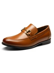 Men's Horsebit Loafers Patent Leather Classic Driving Moccasins For Business & Casual Slip-On,A Half To A Full Size Up To Accommodate Wider Feet - Brown - View 9