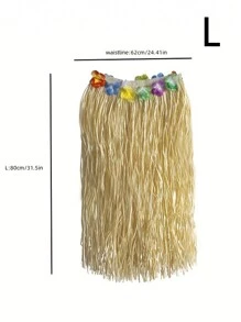 1pc Stylish Hawaiian Raffia Grass Skirt For Festive Parties And Performances, Raffia Grass Skirt Hawaiin Attire Hawaiian Outfits Luau Party Clothes Hula Accessories Hawaii Party Straw Skirt Tropical Party Accessories Decorative Straw Dress Grass Skirts Dress - Beige - View 6