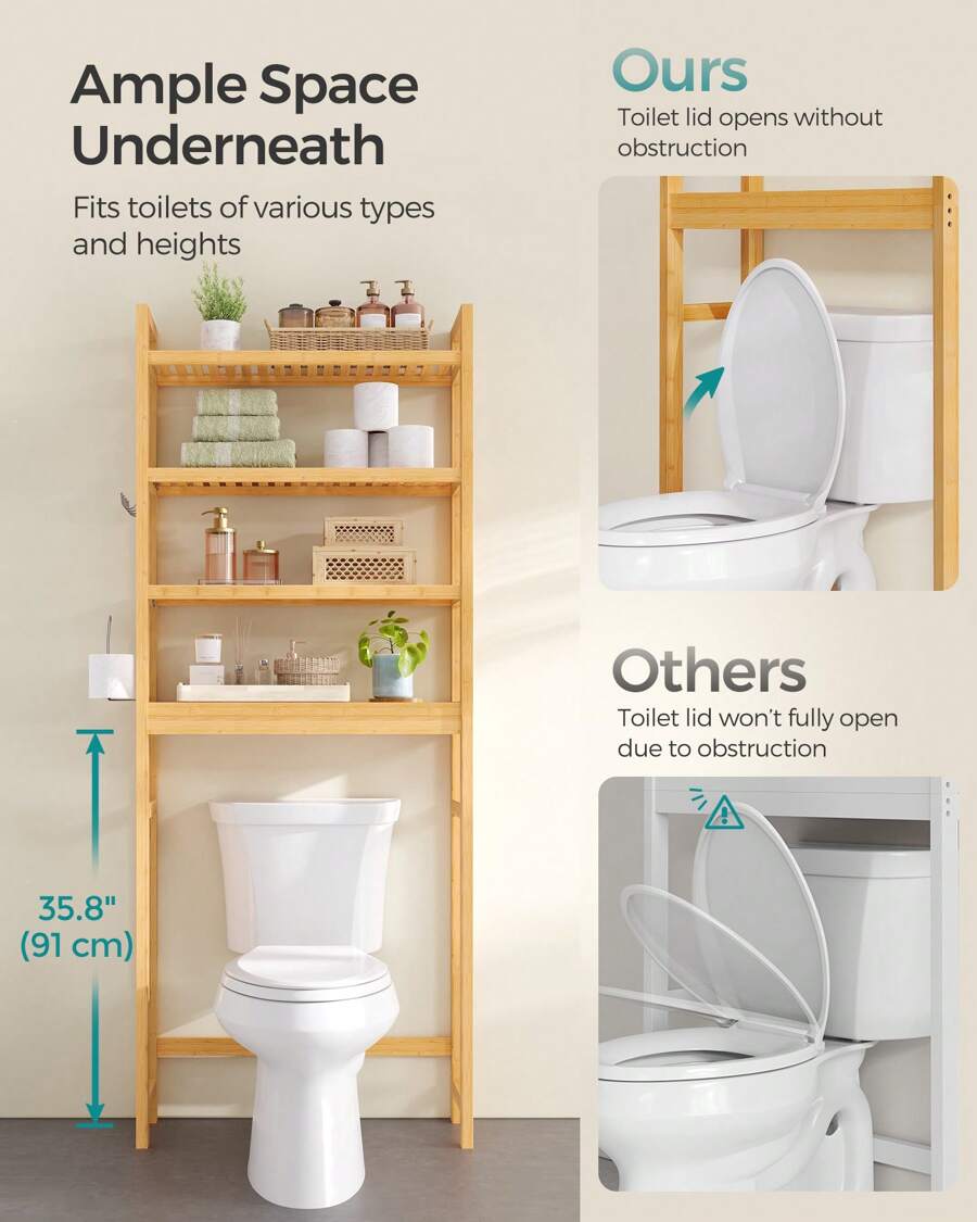 SONGMICS Over The Toilet Storage, 4Tier Over Toilet Bathroom Organizer