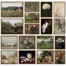 1Pc,White Hydrangea Botanical Coastal Scenery Angel Laundry Room Serene Countryside Scene Chicken Onion Roses In Vase Botanical Sheep On The Meadow Three Easter Rabbits Cityscape White Sailboat Seascape,For Living Room Office Home Decor,No Framed - Color Mixing - View 1