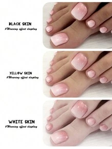 Obtenga este encantador conjunto de 24 cubiertas de uñas cortas cuadradas de color blanco con una gradación de tonos rosados con efecto de degradado, de moda y simples. Vienen con tiras de gelatina y frotamiento y brindan cobertura completa. Adecuado para fiestas, eventos de baile o uso diario. Uñas postizas - Suministros para uñas. uñas falsas uña falsa uña acrílica