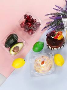 50pcs/100pcs Transparent Packaging Box, Portable Takeaway Plastic Container, Clamshell Dessert Container, Stackable, Square Flip Food Box, Food Container, Multi-Purpose Leak Proof Packaging Box, For Salads, Sandwiches, Hamburgers, Cakes, Desserts, Can Be Used In Kitchens, Restaurants, Cake Shops - White - View 4