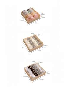 A Solid Color Oxford Cloth Drawer-Style Household Three-In-One Underwear Bra Organizer, Foldable Compartment Storage Box Wardrobe With Grid Multi-Functional Space-Saving Storage Bag Is Suitable For College Students Dormitory Family Bedroom Use. School Organizer Bags Teacher Storage Bags - Beige - View 3