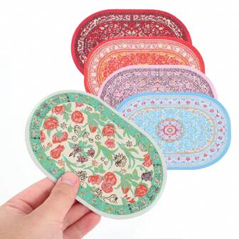 1 Piece 1/12 Miniature Oval Carpet For Dollhouse: Mini Realistic Woven Floor Mat House Ground Decor Accessory,Dollhouse Miniatures,Doll House Accessories,Miniature,Doll Furniture,Dollhouse Window,Hobby