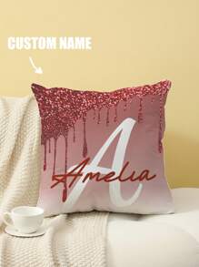 1pc Personalized Pillowcase With Name Customized, Boy And Girl Birthday Graduation Gift, Parent Gift, Single Side Print, Without Filler. - Multicolor - View 4