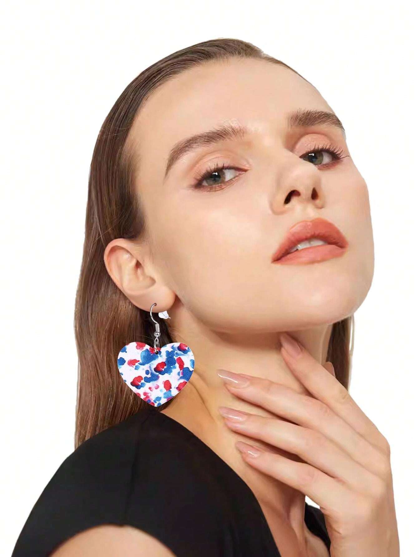 Chic orecchini a forma di cuore con cristalli per donne e adolescenti, orecchini pendenti a forma di cuore con cristalli scintillanti, blu, rosa, viola, rosso, Cristallo, cristallo