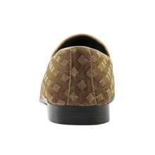 Gold Formal Slip On Loafers Sparkle Bit Quilted Velvet Dress Shoes For Men Wedding - Gold - View 5