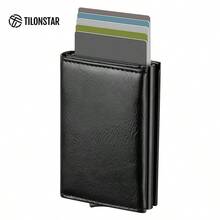 Cartera inteligente moderna elegante al por mayor TVC203 RFID bloqueando cartera para hombres, billetera de tarjeta de crédito, estuche de tarjeta, billetera emergente, casual de negocios - Negro - Ver 2