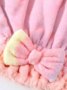 1入組隨機顏色可愛蝴蝶結吸水頭巾，漸變色加厚的浴室毛巾，珊瑚絨柔軟吸水防水沖涼帽，浴室用品 - 彩色 - 查看 4