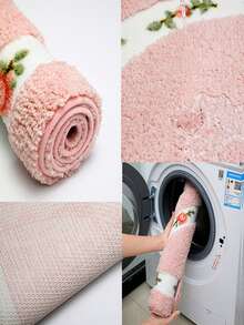 1 tấm thảm tắm sợi nhỏ chống trượt hình tình yêu màu hồng dễ thương - Thảm trang trí phòng tắm vui nhộn và có thể giặt bằng máy, Quà tặng cho thanh thiếu niên, Thảm khu vực nhà bếp, Giặt ủi, Phòng ngủ, Vòi hoa sen, Thảm trong nhà - Hồng - Xem 3