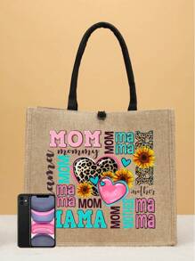 Set de 2 bolsas de compras casuales, bolso de lona grande de gran capacidad para uso diario, bolso de mano grande de gran capacidad para viajes, playa, vacaciones, regalo para el día de la madre, regalo para mamá, esenciales de verano, perfecto para vacaciones y días festivos - Caqui - Ver 3