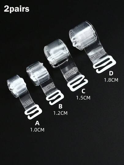 2pairs Wide1.0CM,1.2CM,1.5CM,1.8CM Clear Bra Strap