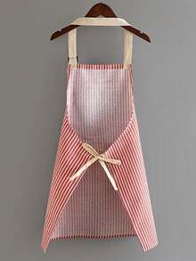1pc, Linen Waterproof Apron, Red Green White Striped Apron, Kitchen Household Adult Apron, Breathable Fashion Waterproof Apron, Kitchen Supplies - Multicolor - View 3