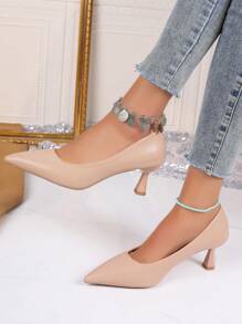 Women's Fashion Peep-Toe High Heels - Solid Color Pointed Toe High Heels, Women's Shoes, Ladies Pumps