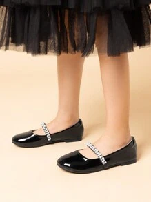 Girls Mary Jane Dress Shoes Ballerina Flats For Wedding, Party (Toddler/Little Kid/Big Kid) - 黑色 - 查看 7