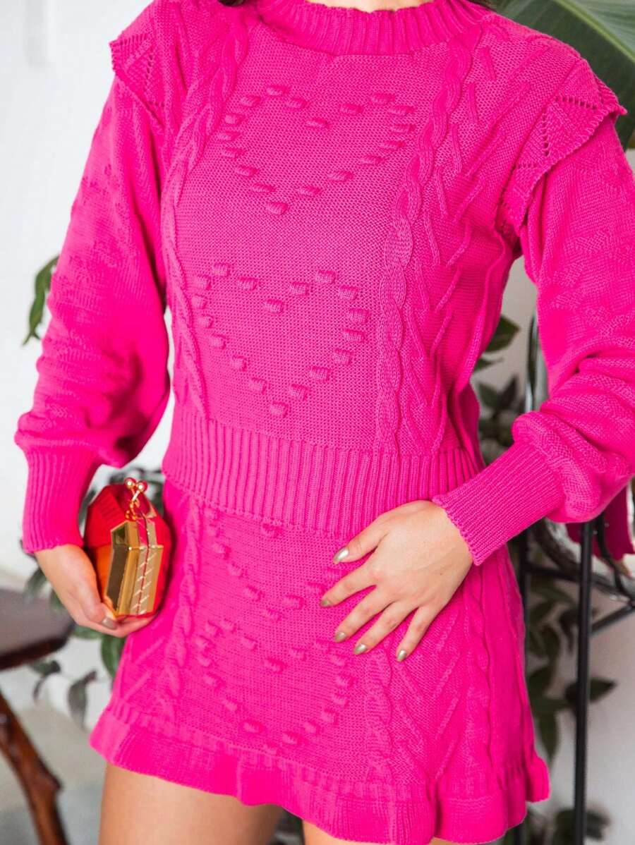 Women Sweater Co-Ords - Màu Hồng Tươi - Xem 1