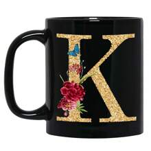 1 件 11 盎司陶瓷咖啡杯，家用厨具，个性化礼物，带有字母 A-Z 作为名字首字母，适合热饮/冷饮，非常适合节日、生日和周年纪念日学校用品返校