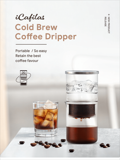 1 Set neuer manueller Tropfglas-Kaltbrüh-Kaffeebereiter für den Sommer, hohe Kapazität 300ML Edelstahlfilter, geeignet für Zuhause, Büro, Camping und Outdoor-Nutzung