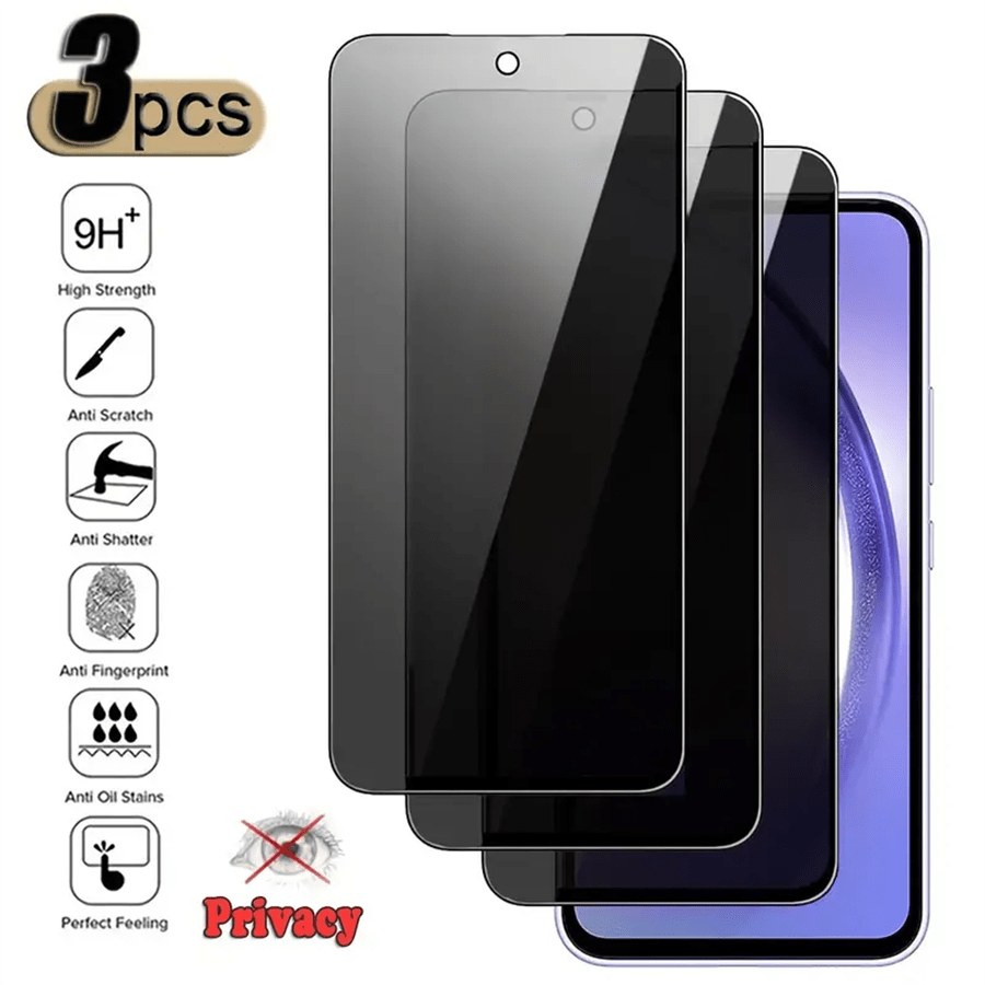 3Pcs Anti-Spy Tempered Glass Compatible With Samsung Galaxy A10 A20 A30S A50 A15 A35 A55 A05 A14 A34 A54 A12 A13 A23 A22 A32 A52S A53 A33 A51 A71 A72 A73 A31 A02 A03S A04S A05S M32 M23 4G S20 S21 S23 FE 5G Privacy Screen Protector Glass Protective Film Full Coverage,Easy Install High-Definition Clear,Bubble-Free Anti-Spy Screen Protector Privacy Glass Film Privacy Anti Fingerprint Gift For Birthday/Easter/Presidents Day/Christmas//Family/Friends/Boy/Girlfriend
