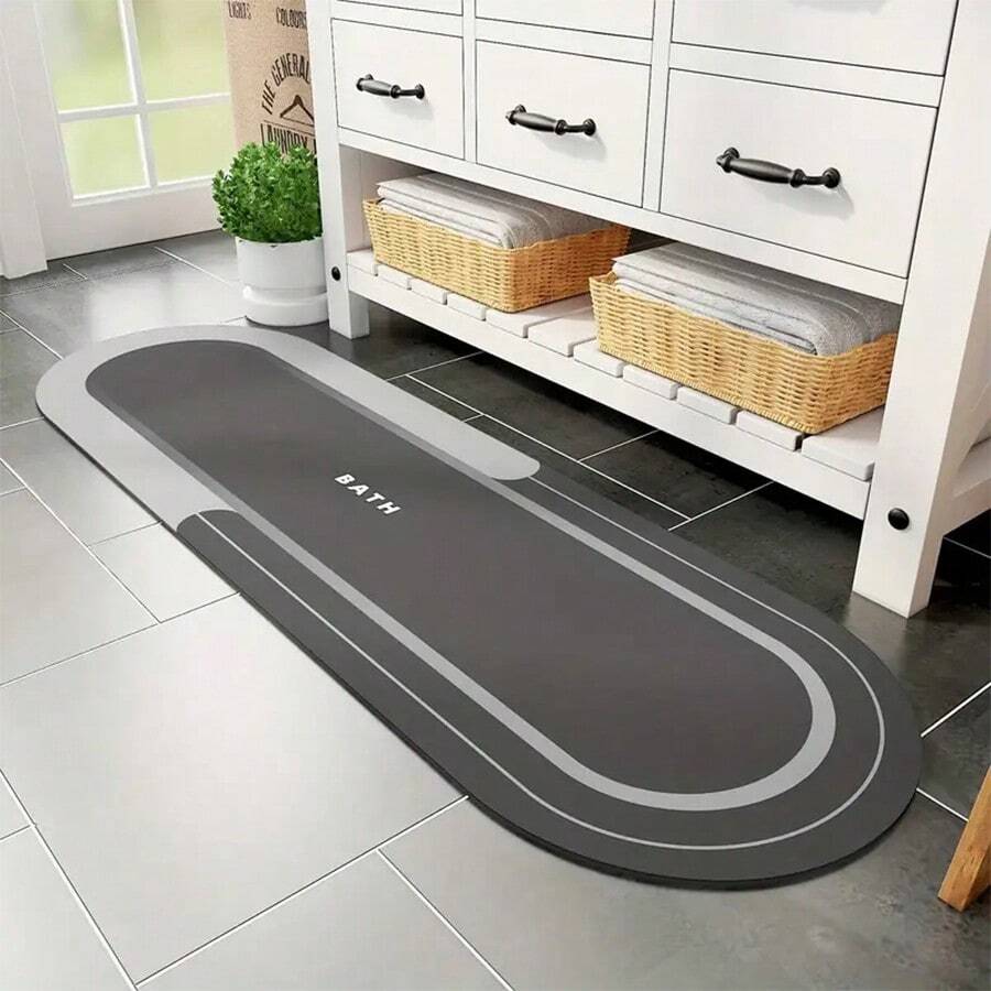 1pc Bathroom Non-Slip Carpet, Bathroom Non-Slip Absorbent Stain Free Quick Drying Bathroom Floor Mat, Long Thin Bath Rug, Fit Under Door Rubber Bath Mat, Shower Rug , Bathroom Decor , Bathroom Decorations Outdoor Rug Door Mat Fall Decor Bathroom Accessories Back To School Entryway Decor