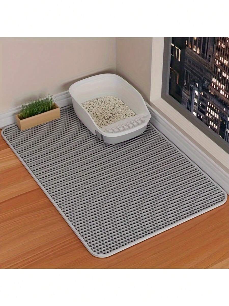 1pc Random AntiSplash Cat Litter Mat, With Dual Layer Filter To