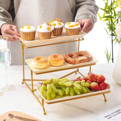 1 Set Elegant Ceramic Cake/Snack/Fruit Display Stands - Multi-Tier Platters, Easy To Grab, Suitable For Weddings, Birthday Parties And Holiday Celebrations