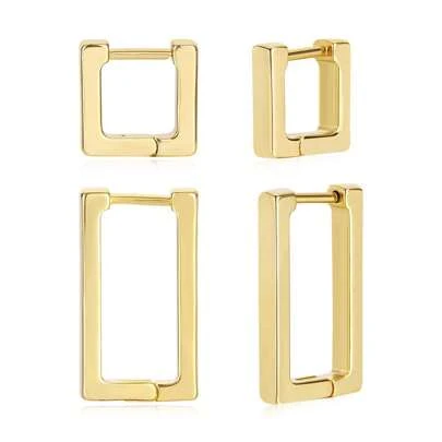 Unisex Minimalist Earrings, Gold And Steel Geometric Earrings, Delicate Geometric Square And Rectangle Earrings, Suitable For Girls And Women, Great Gift For Her. Versatile Retro INS Style Earrings For Beach, Bikini, Dresses, T-Shirts, Jeans, Activewear, Also Ideal For Valentine's Day, Birthday, Mother's Day, Thanksgiving Or Holiday Gifts