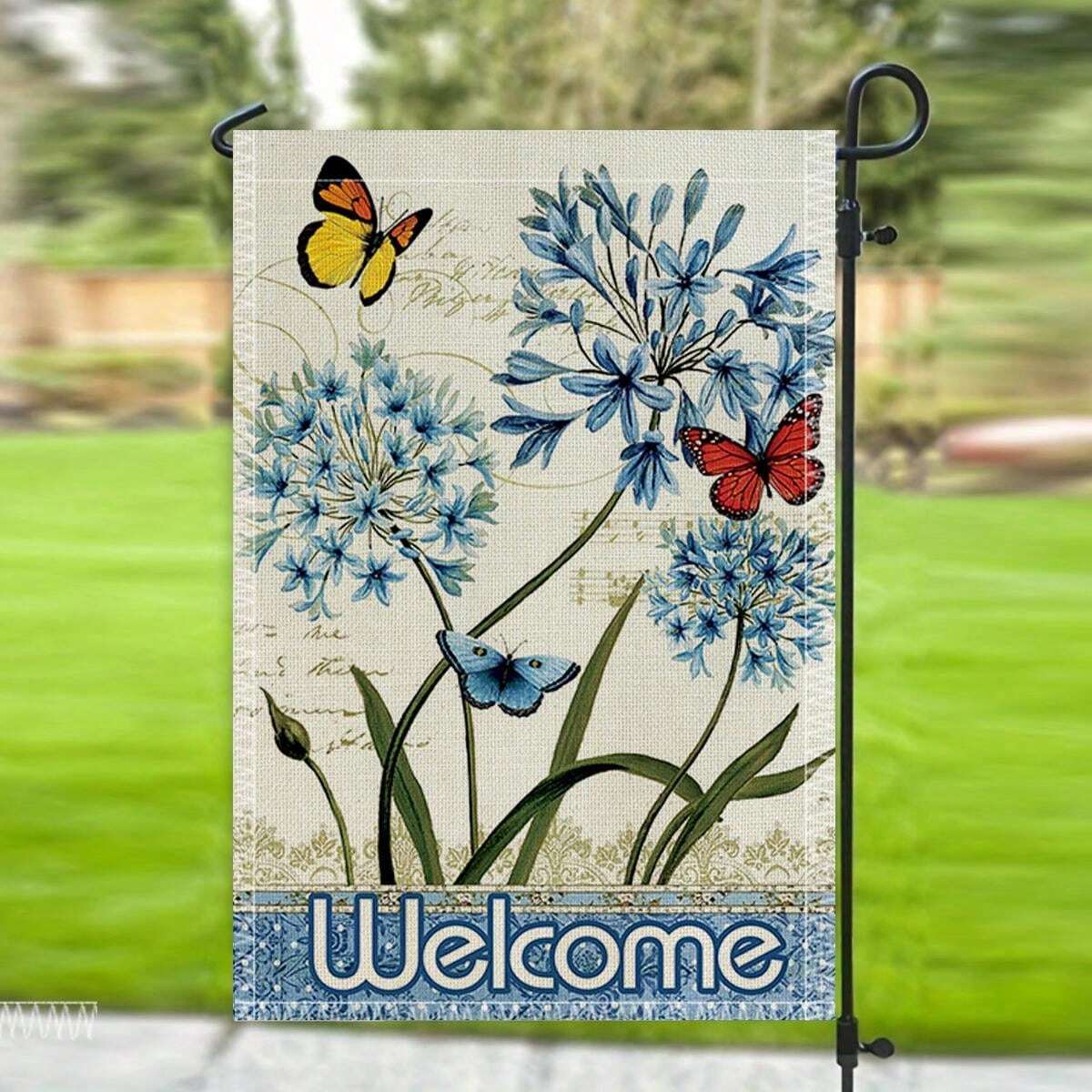 1 Stück Blumen Gartenflagge, Begrüßungsthema Vier Jahreszeiten Camping