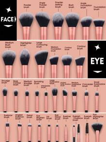 32pcs Makeup Brush Set,Powder Brush Contour Brush Blush Brush Highlight Brush Eyeshadow Brush Eyebrow Brush Eyelash Brush Shadow Brush Blending Brush Smudge Brush,Makeup Tools With Soft Fiber For Easy Carrying,Brush For Travel,Gift For Women&Girls. - 彩色 - 查看 2