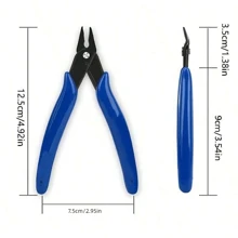 Mini pinces diagonales en acier au carbone, pinces électriques portables coupe-fil 170, pinces de coupe, outil de dénudage de câble, pinces à coupe nette, pinces latérales. - Bleu azur - Voir 6